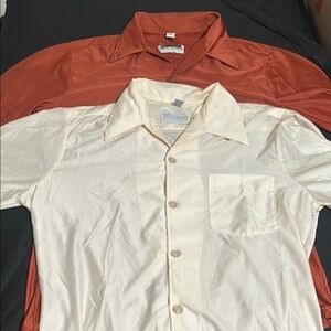 Casual Cream and Orange Button Down Shirts